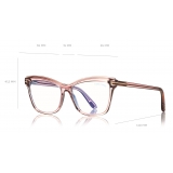 Tom Ford - Blue Block Soft- Square Optical Glasses - Pink Ice White - FT5619-B - Tom Ford Eyewear
