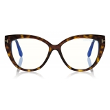 Tom Ford - Blue Block Soft Opticals Glasses - Cat-Eye Optical Glasses - Dark Havana - FT5673-B - Tom Ford Eyewear