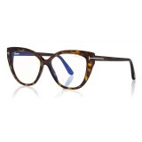 Tom Ford - Blue Block Soft Opticals Glasses - Cat-Eye Optical Glasses - Dark Havana - FT5673-B - Tom Ford Eyewear