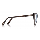 Tom Ford - Blue Block Soft Opticals Glasses - Occhiali da Vista Cat-Eye - Havana Scuro - FT5673-B - Tom Ford Eyewear