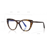 Tom Ford - Blue Block Soft Opticals Glasses - Cat-Eye Optical Glasses - Dark Havana - FT5673-B - Tom Ford Eyewear