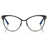 Tom Ford - Cat-Eye Metal Blue Block Opticals Glasses - Cat-Eye Optical Glasses - Black - FT5530-B - Tom Ford Eyewear