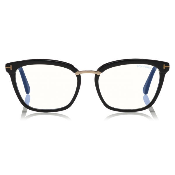 Tom Ford - Blue Block Soft Square Opticals Glasses - Occhiali da Vista Quadrati - Nero Chiaro - FT5550-B -Tom Ford Eyewear