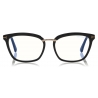 Tom Ford - Blue Block Soft Square Opticals Glasses - Occhiali da Vista Quadrati - Nero Chiaro - FT5550-B -Tom Ford Eyewear