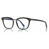 Tom Ford - Blue Block Soft Square Opticals Glasses - Occhiali da Vista Quadrati - Nero Chiaro - FT5550-B -Tom Ford Eyewear