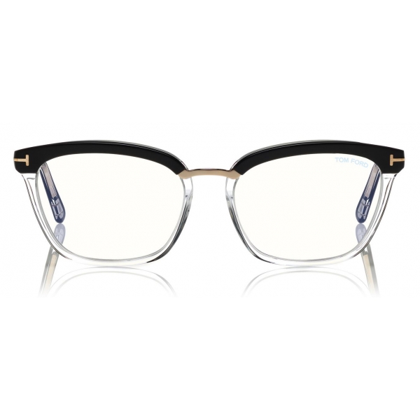 Tom Ford - Blue Block Soft Square Opticals Glasses - Square Optical Glasses  - Black - FT5550-B -Tom Ford Eyewear - Avvenice