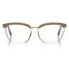 Tom Ford - Blue Block Soft Square Opticals Glasses - Square Optical Glasses - Dark Havana - FT5550-B - Tom Ford Eyewear