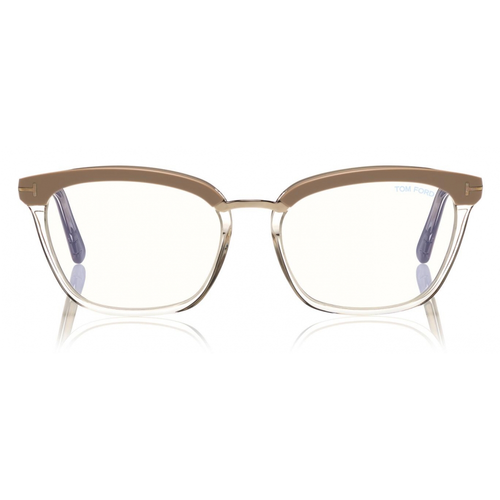 Tom Ford - Blue Block Soft Square Opticals Glasses - Square Optical Glasses  - Dark Havana - FT5550-B - Tom Ford Eyewear - Avvenice