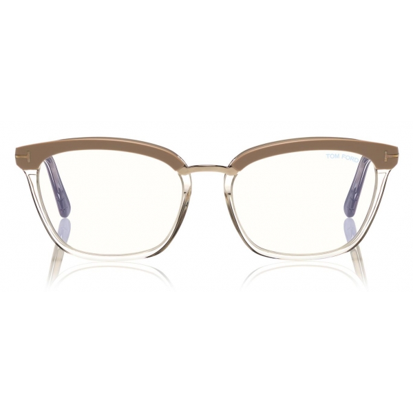 Tom Ford - Blue Block Soft Square Opticals Glasses - Square Optical Glasses - Pink Ice White - FT5550-B- Tom Ford Eyewear