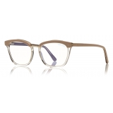 Tom Ford - Blue Block Square Glasses - Occhiali da Vista Quadrati - Rosa Bianco Ghiaccio - FT5550-B -Tom Ford Eyewear