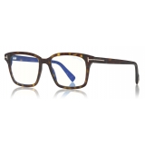 Tom Ford - Blue Block Square Opticals Glasses - Occhiali da Vista Quadrati - Havana Scuro - FT5661-B - Tom Ford Eyewear
