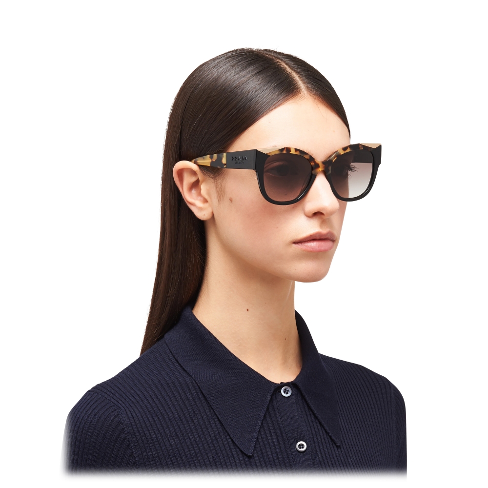 Prada - Prada Monochrome - Cat-Eye Sunglasses - Black Tortoiseshell ...