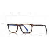 Tom Ford - Blue Block Slim Rectangular Optical Glasses - Rectangular Glasses - Dark Havana - FT5681-B - Tom Ford Eyewear