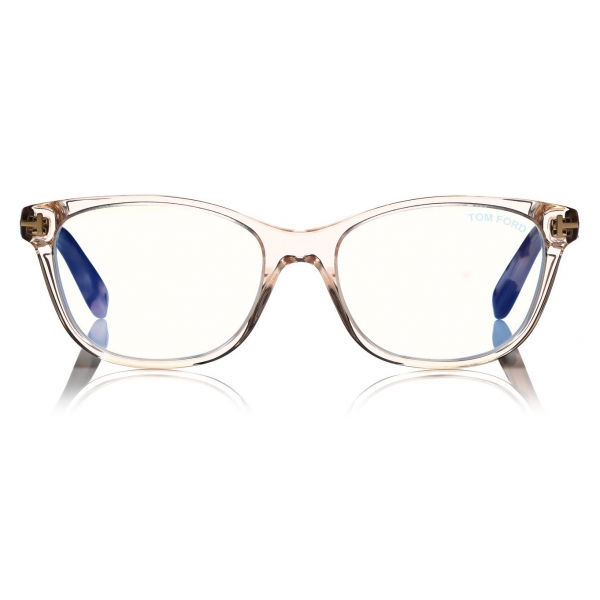 Tom Ford - Blue Block Soft Square Opticals Glasses - Occhiali da Vista Quadrati - Havana Scuro - FT5638-B - Tom Ford Eyewear