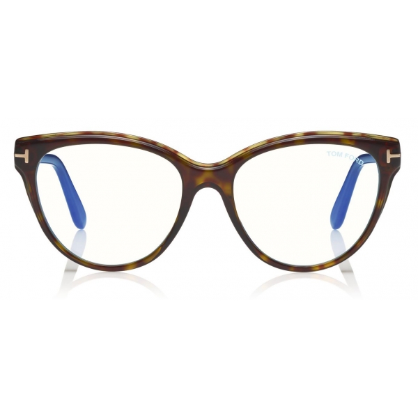 Tom Ford - Blue Block Soft Cat-Eye Opticals Glasses - Occhiali da Vista Cat-Eye - Havana Scuro - FT5618-B -Tom Ford Eyewear