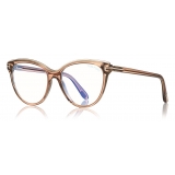 Tom Ford - Blue Block Soft Cat-Eye Opticals Glasses - Occhiali da Vista Cat-Eye - Miele Opale - FT5618-B -Tom Ford Eyewear