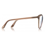 Tom Ford - Blue Block Soft Cat-Eye Opticals Glasses - Occhiali da Vista Cat-Eye - Miele Opale - FT5618-B -Tom Ford Eyewear