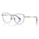 Tom Ford - Blue Block Soft Cat-Eye Opticals Glasses - Cat-Eye Optical Glasses - Palladium - FT5667-B - Tom Ford Eyewear