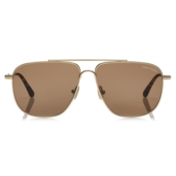 Tom Ford - Len Sunglasses - Occhiali da Sole Pilota - Oro Rosa Marrone - FT0815 - Occhiali da Sole - Tom Ford Eyewear