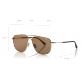 Tom Ford - Len Sunglasses - Occhiali da Sole Pilota - Oro Rosa Marrone - FT0815 - Occhiali da Sole - Tom Ford Eyewear