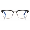 Tom Ford - Blue Block Rectangular Magnetic Bridge Glasses - Rectangular Optical Glasses - Black - FT5683-B - Tom Ford Eyewear