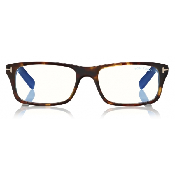 Tom Ford - Blue Block Rectangular Glasses - Occhiali da Vista Rettangolare - Havana Chiaro - FT5663-B -Tom Ford Eyewear