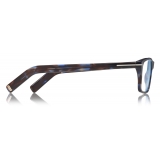Tom Ford - Blue Block Rectangular Glasses - Occhiali da Vista Rettangolare - Havana Nero a Strisce - FT5663-B - Tom Ford Eyewear