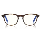 Tom Ford - Blue Block Soft Round Opticals Glasses - Round Optical Glasses - Dark Havana - FT5625-B - Tom Ford Eyewear
