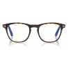 Tom Ford - Blue Block Soft Round Opticals Glasses - Occhiali da Vista Rotondi - Havana Scuro - FT5625-B- Tom Ford Eyewear