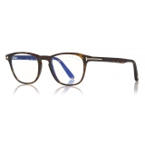 Tom Ford - Blue Block Soft Round Opticals Glasses - Round Optical Glasses - Dark Havana - FT5625-B - Tom Ford Eyewear