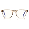 Tom Ford - Blue Block Soft Round Opticals Glasses - Round Optical Glasses - Opal Honey - FT5625-B - Tom Ford Eyewear