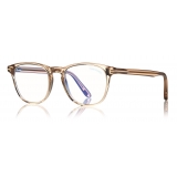 Tom Ford - Blue Block Soft Round Opticals Glasses - Round Optical Glasses - Opal Honey - FT5625-B - Tom Ford Eyewear