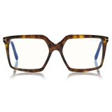 Tom Ford - Blue Block Square Magnetic Optical Glasses - Square Optical Glasses - Dark Havana - FT5689-B -Tom Ford Eyewear