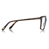 Tom Ford - Blue Block Square Magnetic Optical Glasses - Square Optical Glasses - Dark Havana - FT5689-B -Tom Ford Eyewear