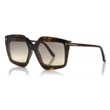 Tom Ford - Blue Block Square Magnetic Glasses - Occhiali da Vista Quadrati - Havana Scuro - FT5689-B -Tom Ford Eyewear