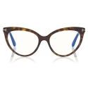 Tom Ford - Blue Block Cat-Eye Opticals Glasses - Occhiali da Vista Cat-Eye - Havana Scuro - FT5674-B - Tom Ford Eyewear