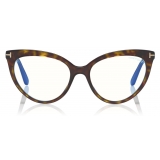 Tom Ford - Blue Block Cat-Eye Opticals Glasses - Cat-Eye Optical Glasses - Dark Havana - FT5674-B - Tom Ford Eyewear