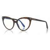 Tom Ford - Blue Block Cat-Eye Opticals Glasses - Occhiali da Vista Cat-Eye - Havana Scuro - FT5674-B - Tom Ford Eyewear