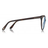 Tom Ford - Blue Block Cat-Eye Opticals Glasses - Occhiali da Vista Cat-Eye - Havana Scuro - FT5674-B - Tom Ford Eyewear