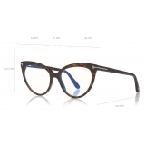 Tom Ford - Blue Block Cat-Eye Opticals Glasses - Occhiali da Vista Cat-Eye - Havana Scuro - FT5674-B - Tom Ford Eyewear