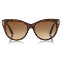 Tom Ford - Kira Sunglasses - Occhiali da Sole Cat-Eye - Havana Scuro - FT0821 - Occhiali da Sole - Tom Ford Eyewear