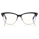 Tom Ford - Blue Block Browline Opticals Glasses - Square Optical Glasses - Black - FT5546-B - Tom Ford Eyewear