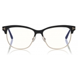 Tom Ford - Blue Block Browline Opticals Glasses - Occhiali da Vista Quadrati - Nero - FT5546-B -Tom Ford Eyewear