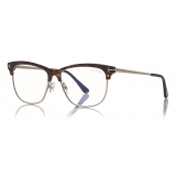 Tom Ford - Blue Block Browline Opticals Glasses - Occhiali da Vista Quadrati - Havana Scuro - FT5546-B-Tom Ford Eyewear