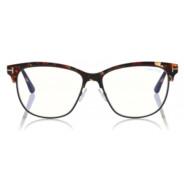 Tom Ford - Blue Block Browline Opticals Glasses - Square Optical Glasses - Light Havana - FT5546-B - Tom Ford Eyewear