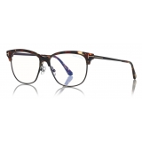 Tom Ford - Blue Block Browline Opticals Glasses - Square Optical Glasses - Light Havana - FT5546-B - Tom Ford Eyewear