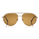 Tom Ford - Gio Sunglasses - Occhiali da Sole Pilota - Oro Rosa Marrone - FT0772 - Occhiali da Sole - Tom Ford Eyewear