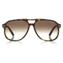 Tom Ford - Raoul Sunglasses - Occhiali da Sole Rotondi - Havana Scuro - FT0753 - Occhiali da Sole - Tom Ford Eyewear