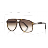 Tom Ford - Raoul Sunglasses - Occhiali da Sole Rotondi - Havana Scuro - FT0753 - Occhiali da Sole - Tom Ford Eyewear