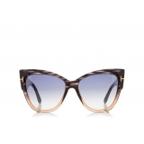 Tom Ford - Anoushka Sunglasses - Occhiali da Sole Cat-Eye - Grigio Pesca - FT0371 - Occhiali da Sole - Tom Ford Eyewear